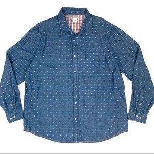 Carbon 2 Cobalt Sz L Button Down Shirt Cotton Woven 2 Ply Confetti Sprinkle Blue